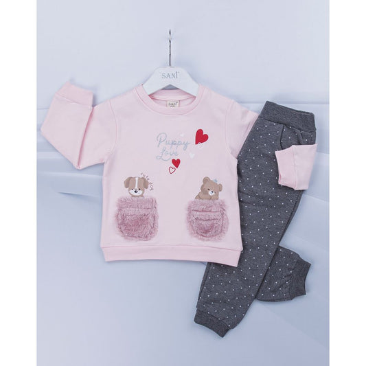Girls Set With Sweater And Sweatpants size range from 1Y to 4Y