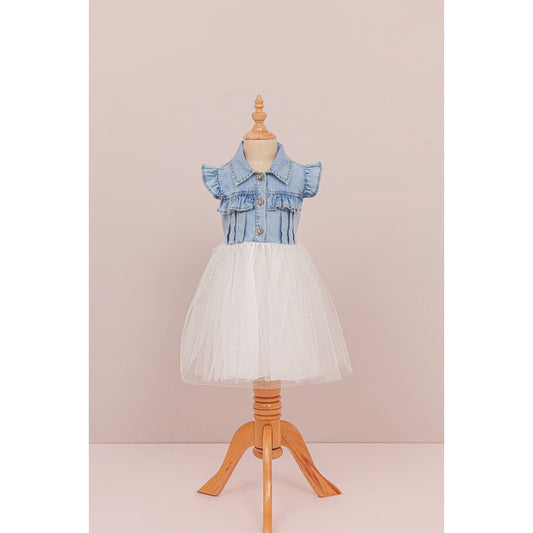 Girls Denim Tulle Dress 1-4Y