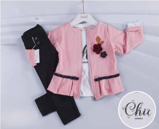 T shirt with jacket and trouser for girl's up to 4 years