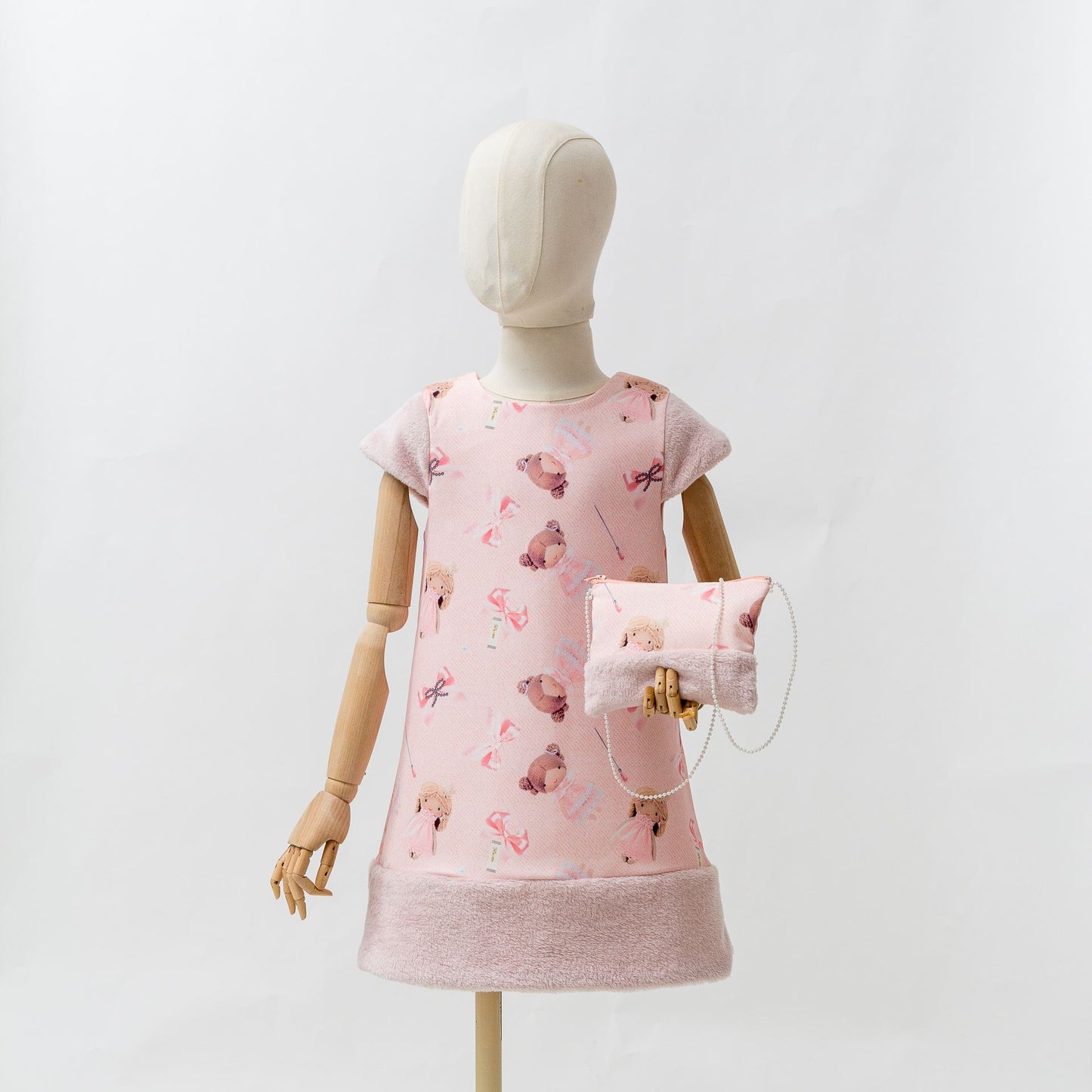 Plush pattern girl dress sizes 2Y to 5Y