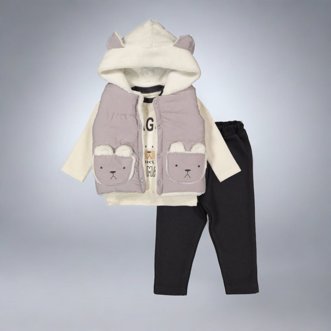 Baby Boys Set With Teddy Bear Jacket, Body And Pants, Sizes from 6M to18M