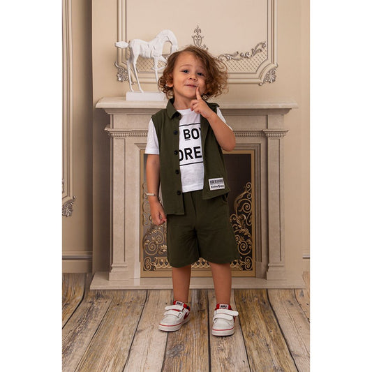 Boys T-Shirt Set With Vest And Shorts sizes from 2Y to 8Y