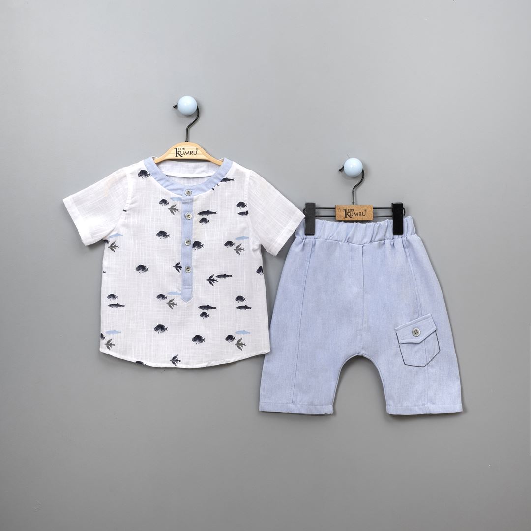 Boy's Patterned shirt with shorts sizes from 2Y  to 5Y