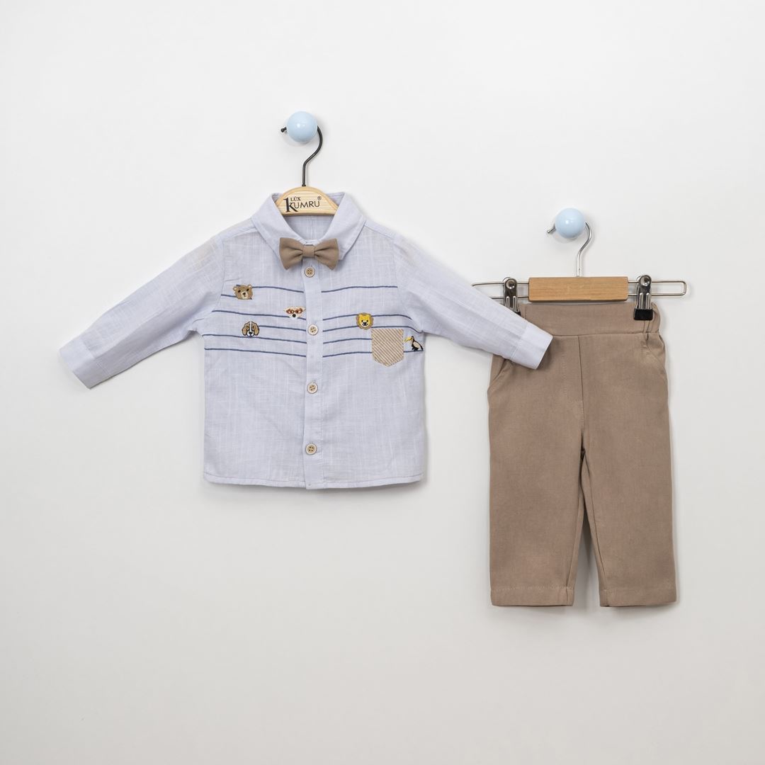 Baby Boys Patterned Shirt Set With Pants sizes from 6M to18M