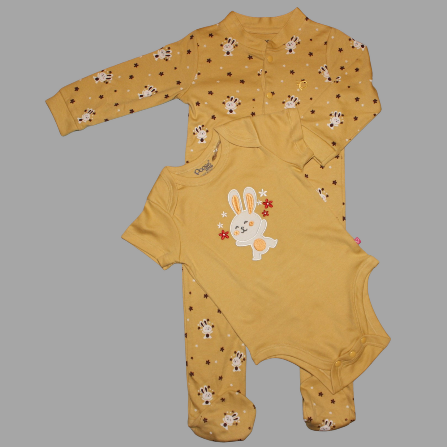 Organic cotton 2PC SLEEP SUIT, BODY SUIT DANGLE GIRL'S, sizes range from 6M to 24M