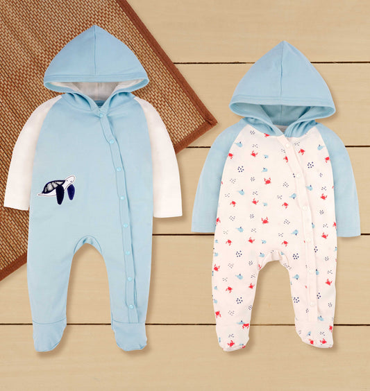 Organic cotton 2 PC HOODED SLEEP SUIT JONAS Boy's sizes range from NB to 24M