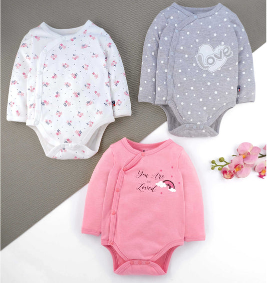 Organic cotton ALINAL 3 PC Bodysuit Set Girl's, sizes range from NB to 24M