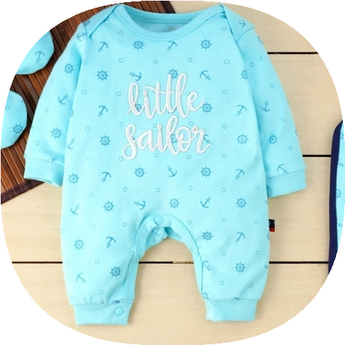 Organic cotton1 PC JUMP SUIT TURQUOISE BOY'S sizes range from 6M to 24M