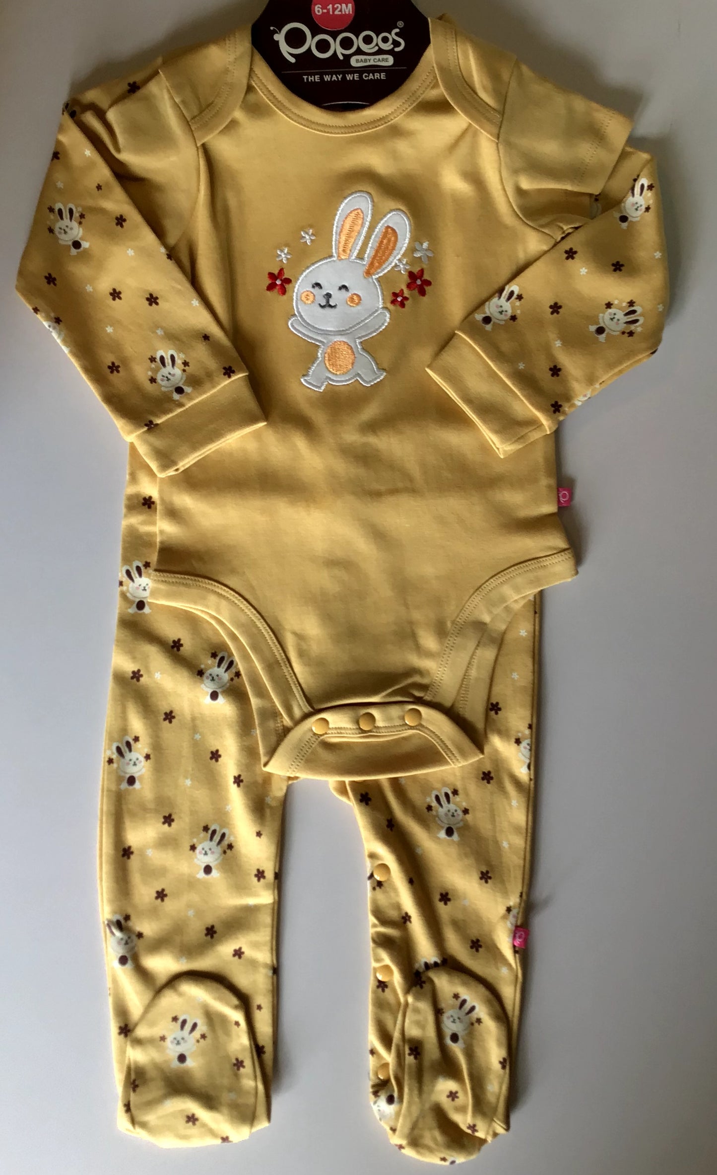 Organic cotton 2PC SLEEP SUIT, BODY SUIT DANGLE GIRL'S, sizes range from 6M to 24M