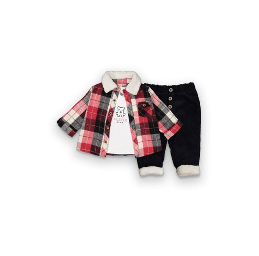 Boy's shirt jacket, t- shirt and trouser set sizes from 6M to 24M