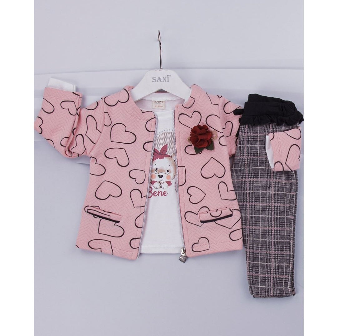 Girl's Jacket, t-shirt and trouser set sizes from 9M to 24M