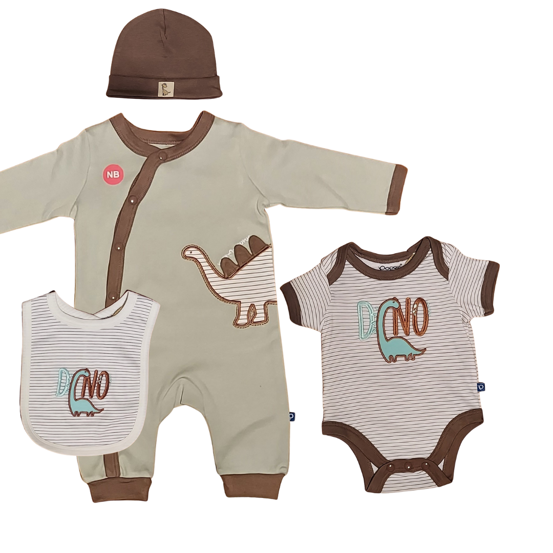 Organic cotton 4 PC Boys set sleepsuit, vest cap sizes from NB to 6M